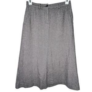 LL Bean Black White Herringbone Classic Fit Straight Maxi Skirt Sz 6 Equestrian